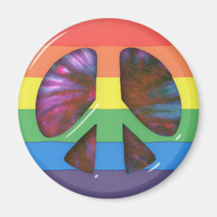 Psychedelic RainBow Peace Symbol Magnet