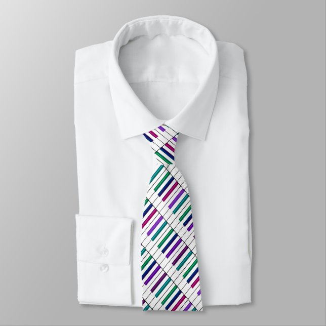 Psychedelic Rainbow Piano Wrap Music Tie (Tied)