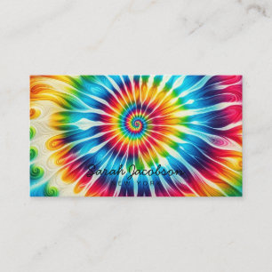 Psychedelic Rainbow Retro TIe-Dye Business Card