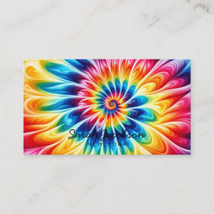 Psychedelic Rainbow Retro TIe-Dye Business Card