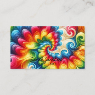 Psychedelic Rainbow Retro TIe-Dye Business Card