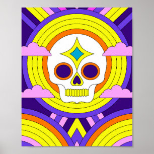 Psychedelic Rainbow Skull Poster