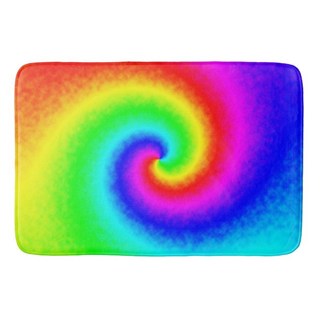 Psychedelic Rainbow Spiral of Transformation Bath Mat (Front)