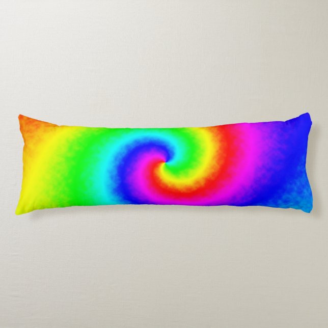 Psychedelic Rainbow Spiral of Transformation Body Cushion (Front)