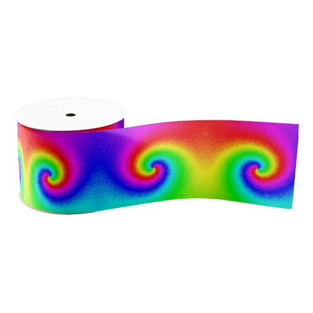 Psychedelic Rainbow Spiral of Transformation Grosgrain Ribbon (Spool)