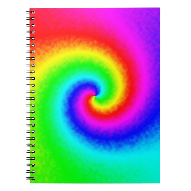 Psychedelic Rainbow Spiral of Transformation Notebook (Front)