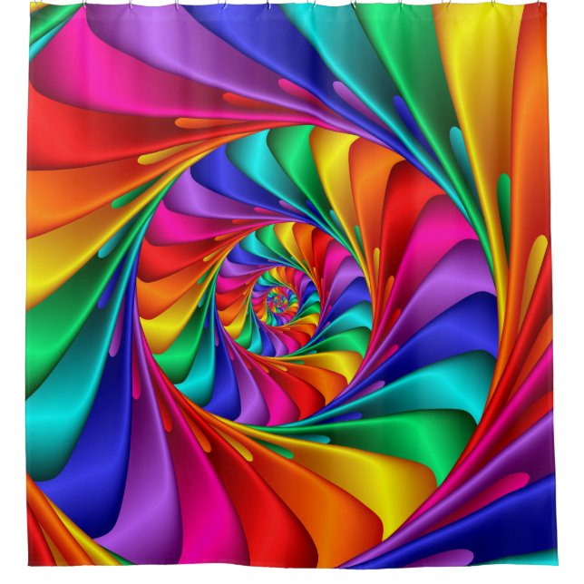 Psychedelic Rainbow Spiral  Shower Curtain (Front)