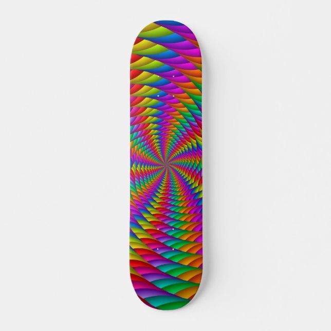 Psychedelic Rainbow Spiral Skateboard Deck (Front)