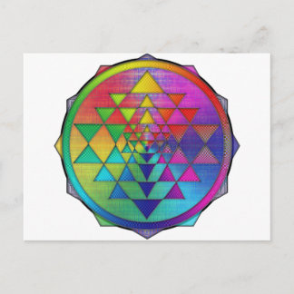 Psychedelic Rainbow Sri Yantra for Prosperity Postcard