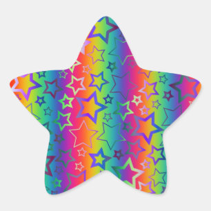 Psychedelic Rainbow Stars Star Sticker
