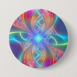 Psychedelic Rainbow Swirls Fractal Pattern 7.5 Cm Round Badge