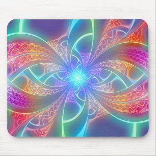 Psychedelic Rainbow Swirls Fractal Pattern Mouse Mat
