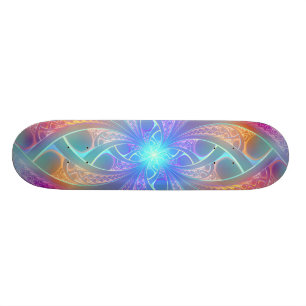 Psychedelic Rainbow Swirls Fractal Pattern Skateboard