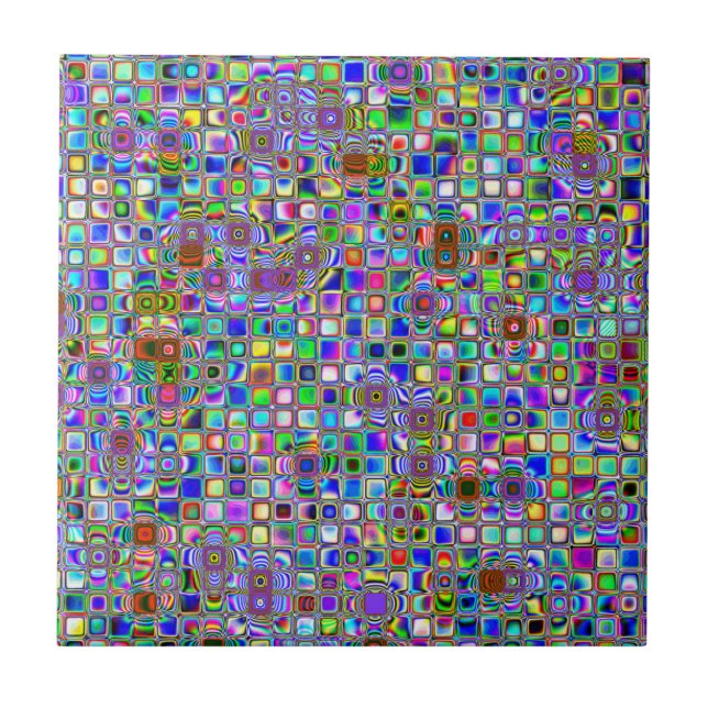 Psychedelic Rainbow Textured Mosaic Tiles Pattern (Front)
