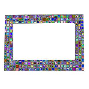 Psychedelic Rainbow Textured Mosaic Tiles Pattern Magnetic Picture Frame