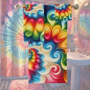 Psychedelic Rainbow Tie Dye Towel Set