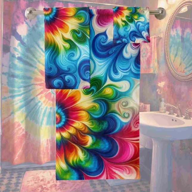 Psychedelic Rainbow Tie Dye Towel Set (Creator Uploaded)