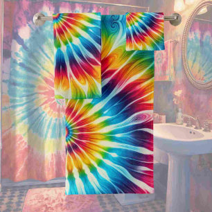 Psychedelic Rainbow Tie Dye Towel Set