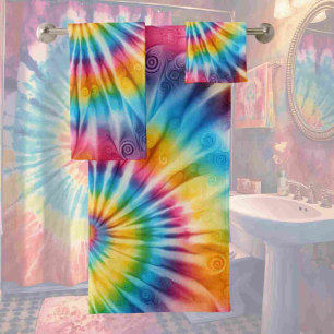 Psychedelic Rainbow Tie Dye Towel Set