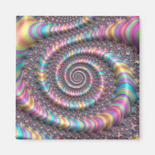 Psychedelic Rainbow Unicorn Funky Nautilus Fractal Magnet