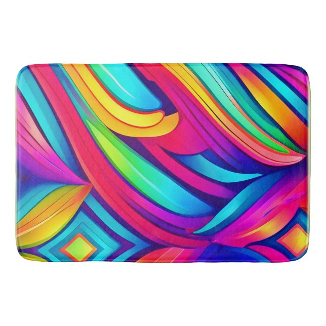 Psychedelic Rainbow Vortex Bath Mat (Front)