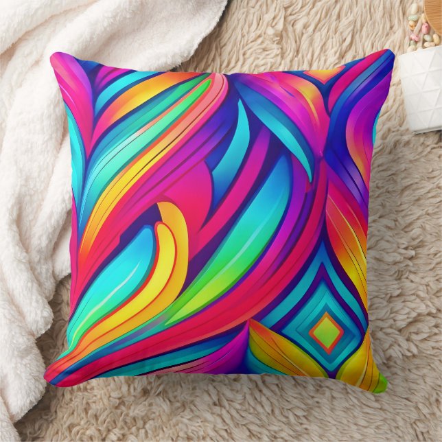  Psychedelic Rainbow Vortex Cushion (Blanket)