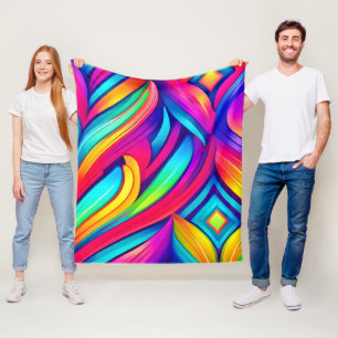 Psychedelic Rainbow Vortex Fleece Blanket