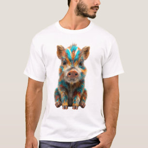 Psychedelic Rainbow Wild Boar Piglet Men T-Shirt