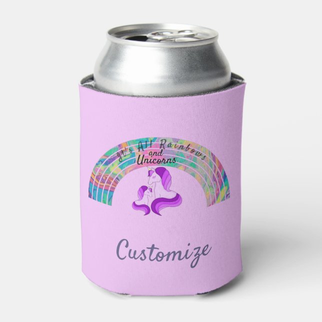 Psychedelic Rainbows and Unicorns Thunder_Cove Can Cooler (Can Front)