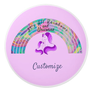 Psychedelic Rainbows and Unicorns Thunder_Cove Ceramic Knob
