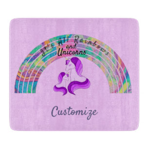 Psychedelic Rainbows and Unicorns Thunder_Cove Cutting Board