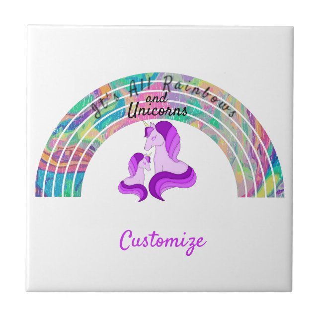 Psychedelic Rainbows and Unicorns Thunder_Cove  Tile (Front)
