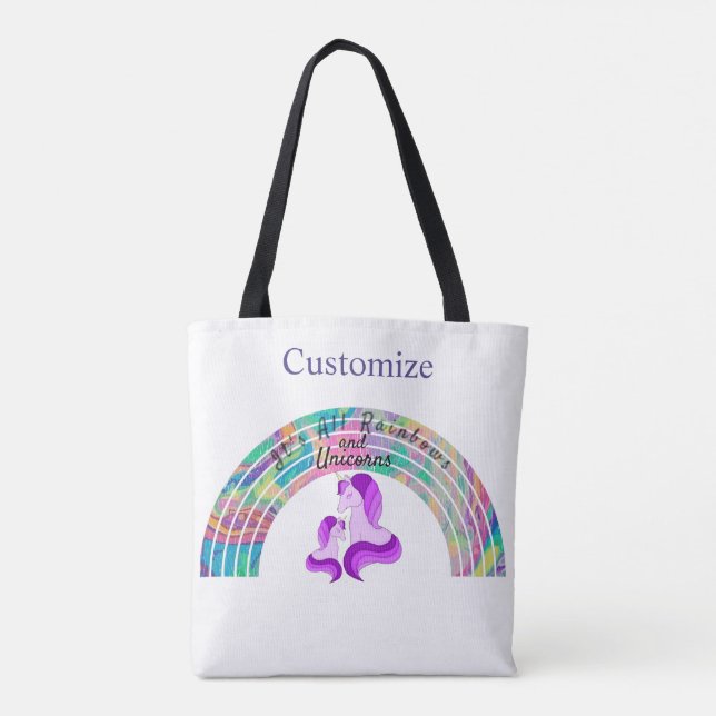 Psychedelic Rainbows and Unicorns Thunder_Cove Tote Bag (Back)