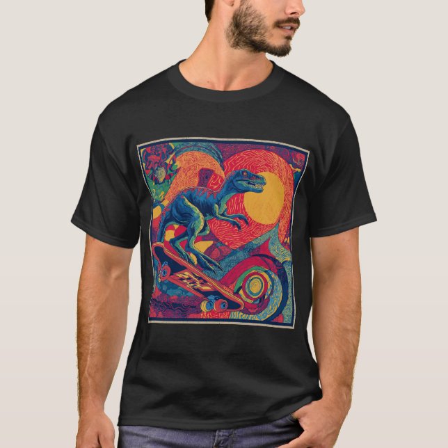 Psychedelic Raptor Skater T-Shirt (Front)