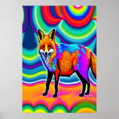 Psychedelic red fox art AI Art Poster (Front)