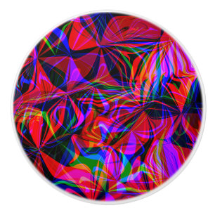 Psychedelic Red Mix Abstract Colourful Ceramic Knob