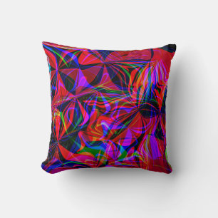 Psychedelic Red Mix Abstract Colourful Cushion