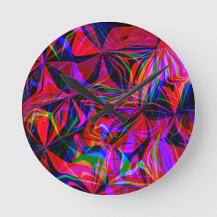 Psychedelic Red Mix Abstract Colourful Round Clock