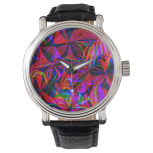 Psychedelic Red Mix Abstract Colourful Watch