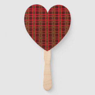 psychedelic red plaid pattern hand fan