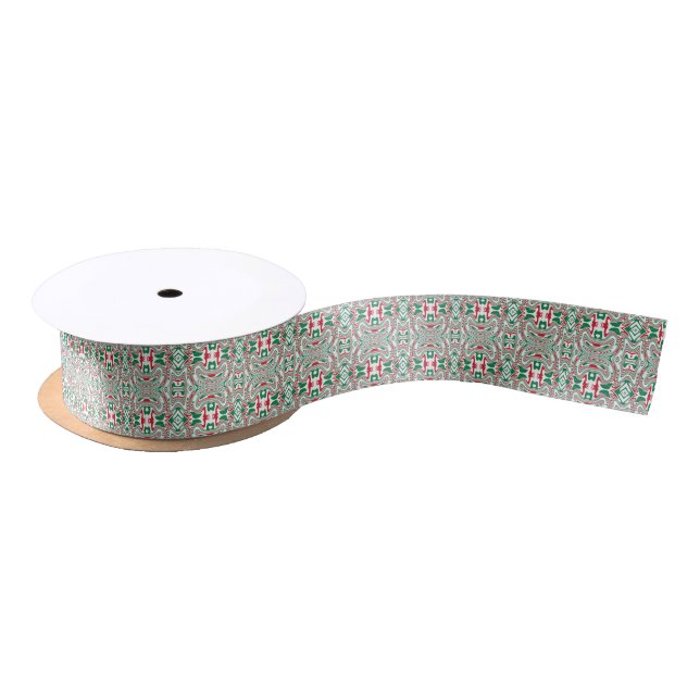 Psychedelic Retro Bold Groovy Christmas Pattern Satin Ribbon (Spool)