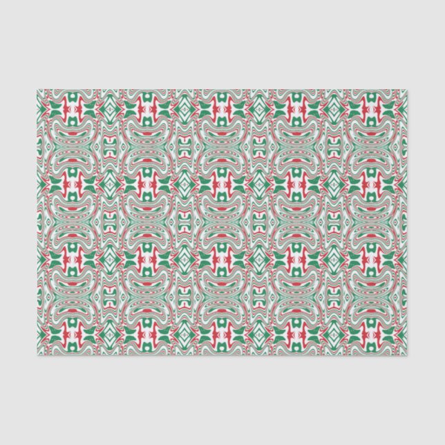 Psychedelic Retro Bold Groovy Christmas Pattern Tissue Paper (Front)