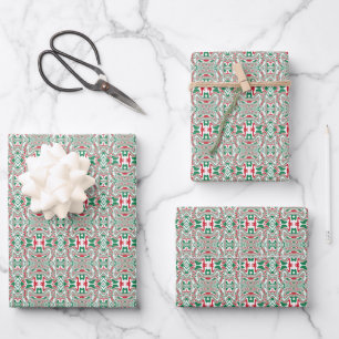Psychedelic Retro Bold Groovy Christmas Pattern Wrapping Paper Sheet