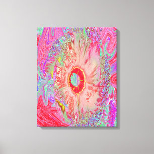 Psychedelic Retro Coral Rainbow Hibiscus Canvas Print