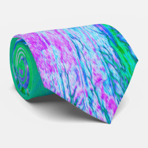 Psychedelic Retro Green and Hot Pink Hibiscus Tie