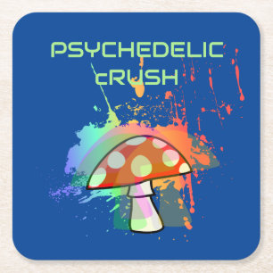 Psychedelic Retro Party Like It's 1969! Square Paper Coaster