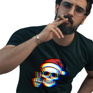 Psychedelic RGB Illusional Trippy Santa Christmas T-Shirt