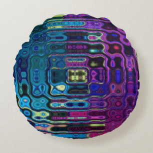 Psychedelic Ripple Effect Round Cushion