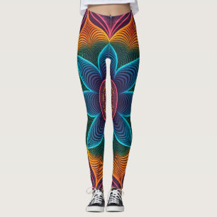 Psychedelic Ripple Illusion   Seamless 3D Neon  Leggings