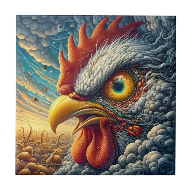 Psychedelic Rooster Tile (Front)